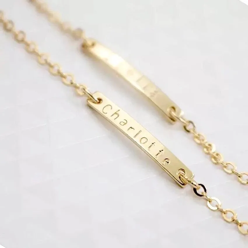 Kids, baby engraved name sterling silver 10k gold plated