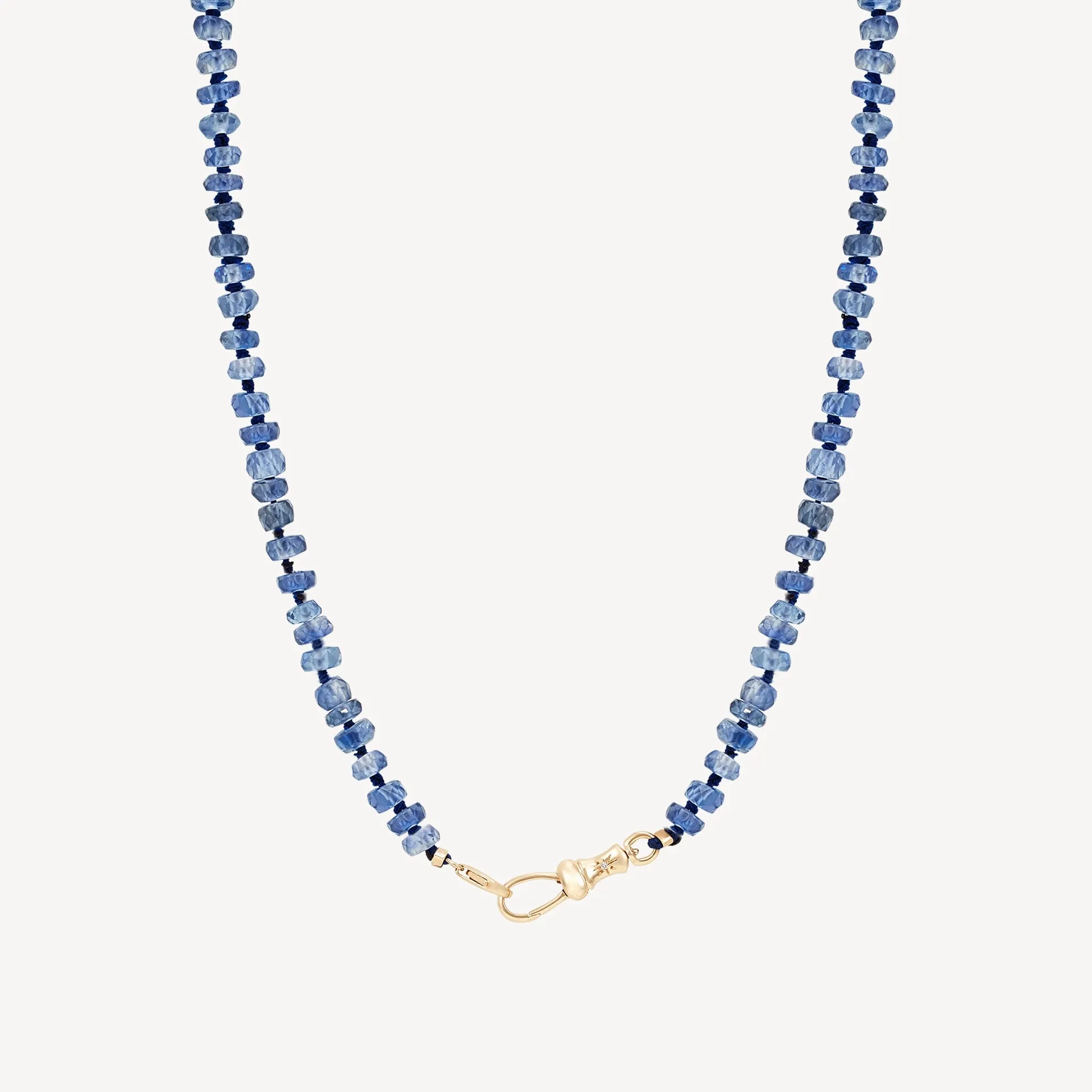 kyanite beaded mood necklace - 10k yellow gold, kyanite