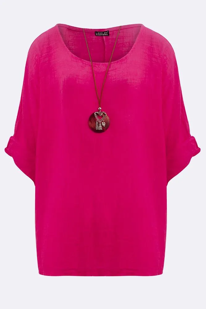 Kyla Plain Necklace Tunic Top