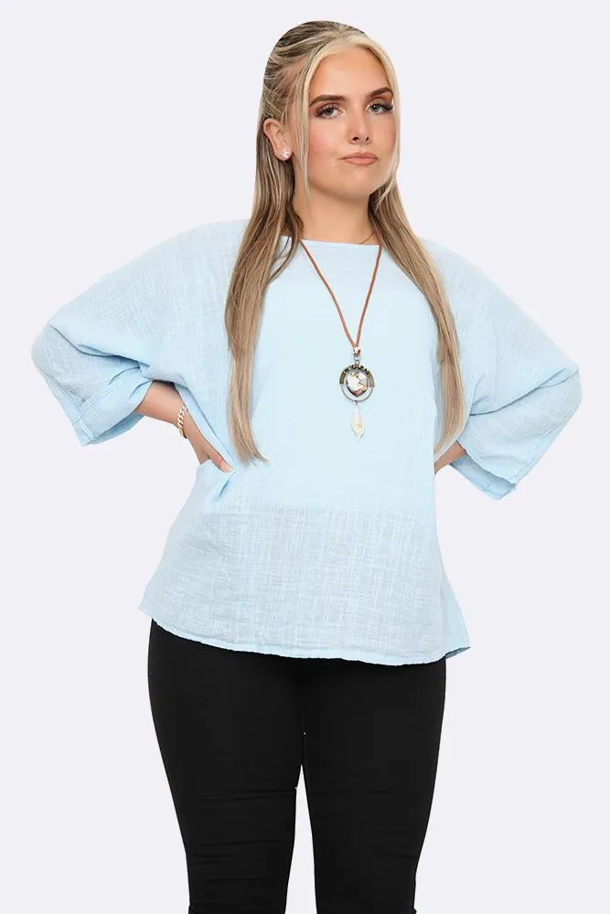 Kyla Plain Necklace Tunic Top