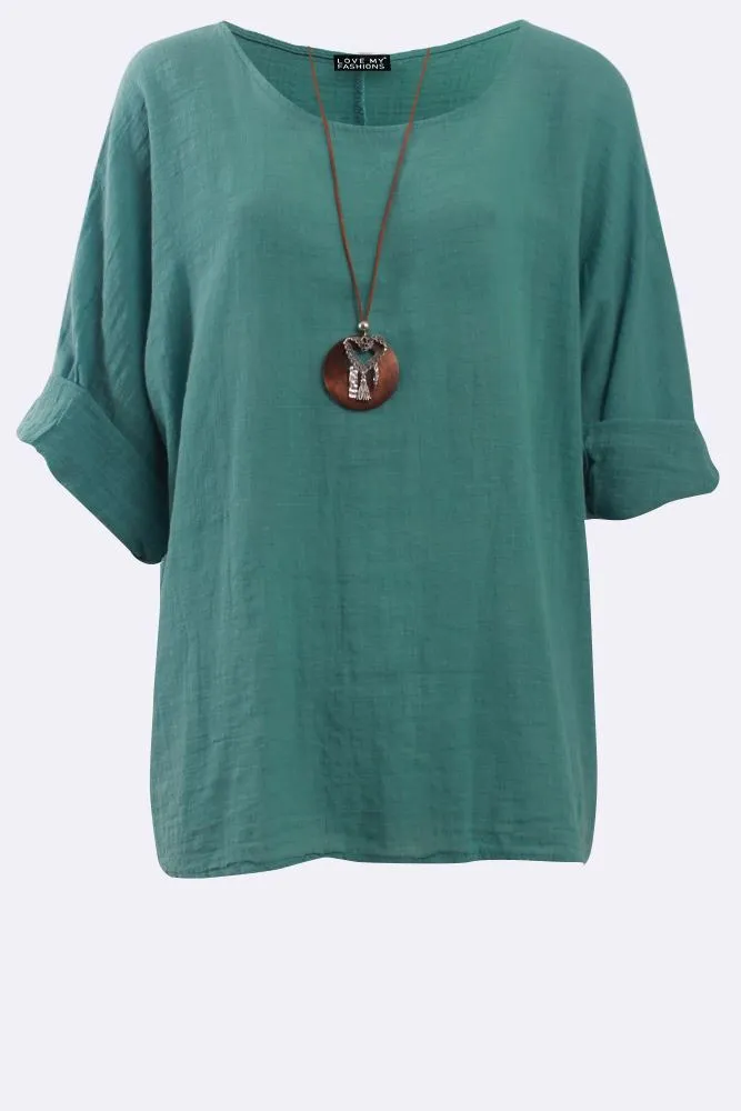 Kyla Plain Necklace Tunic Top