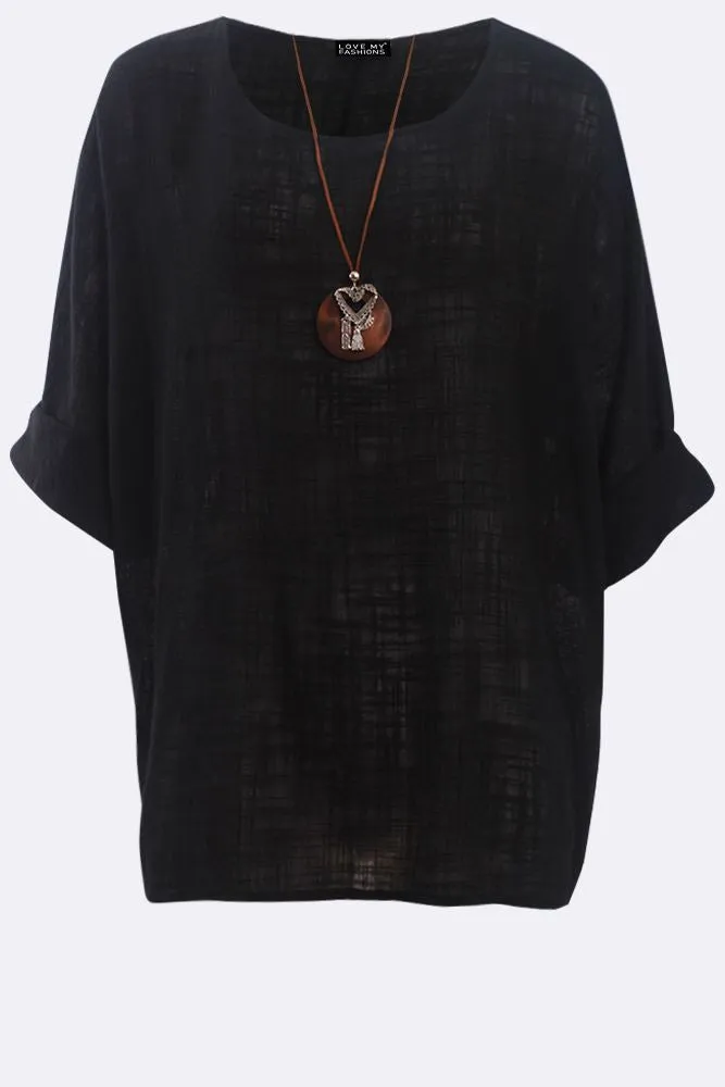 Kyla Plain Necklace Tunic Top