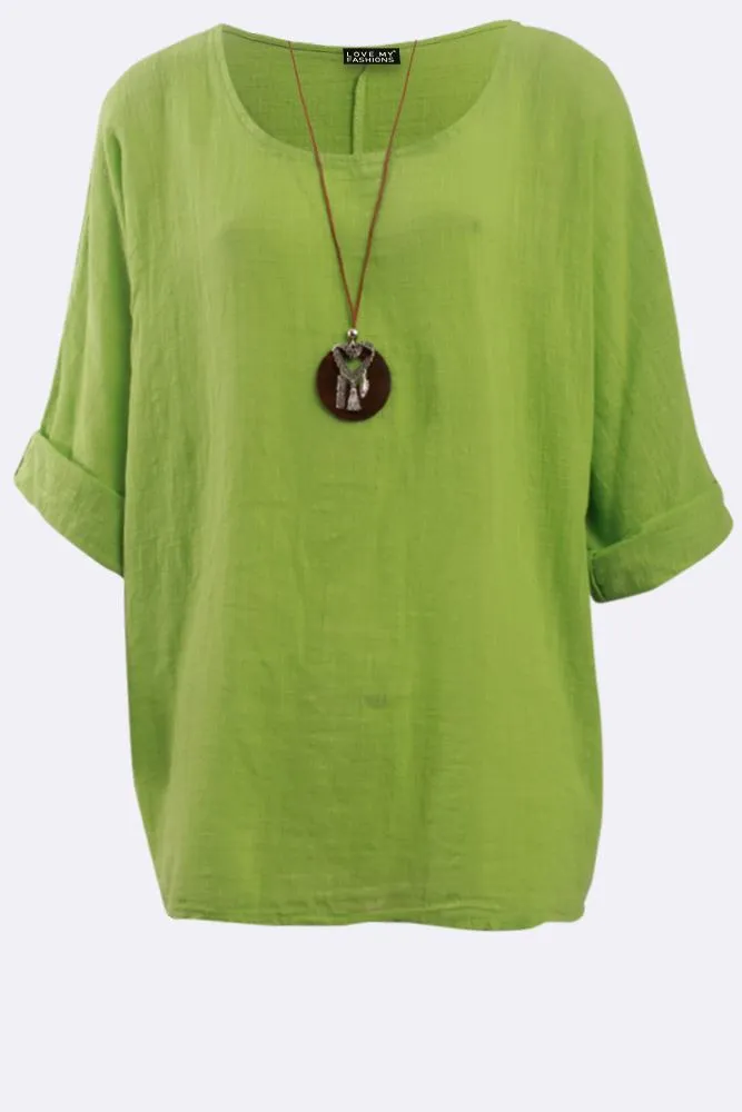 Kyla Plain Necklace Tunic Top
