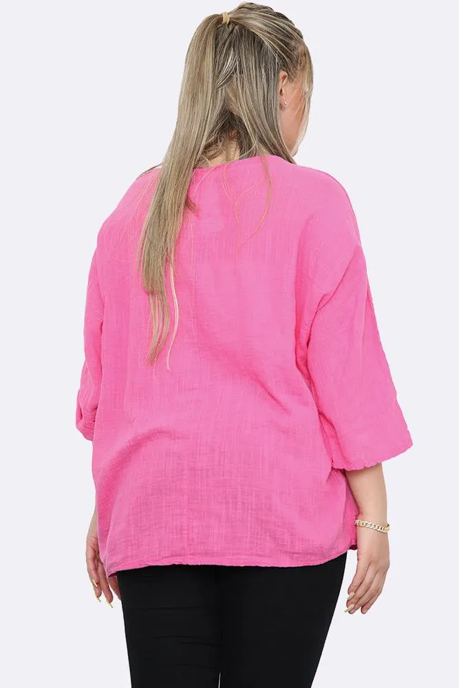 Kyla Plain Necklace Tunic Top