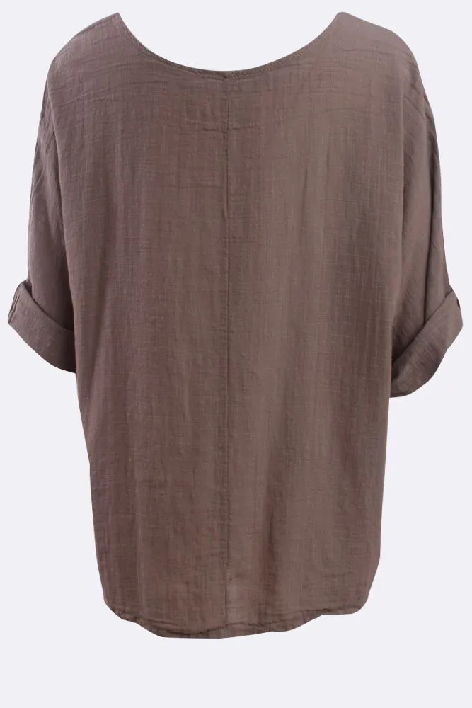 Kyla Plain Necklace Tunic Top