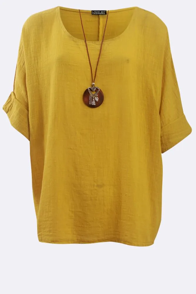 Kyla Plain Necklace Tunic Top