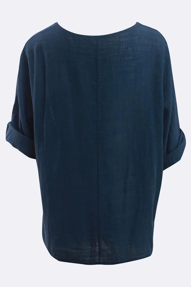 Kyla Plain Necklace Tunic Top
