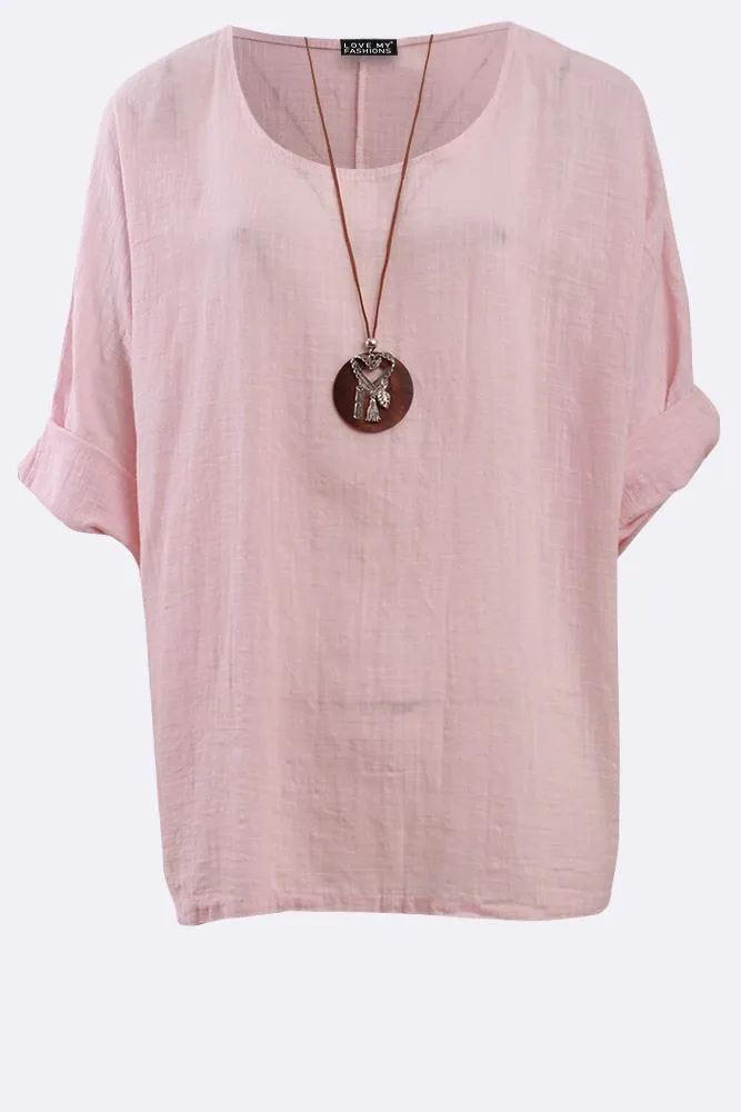Kyla Plain Necklace Tunic Top