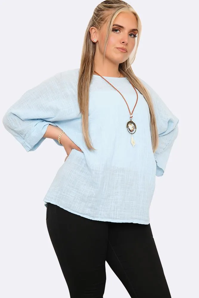 Kyla Plain Necklace Tunic Top