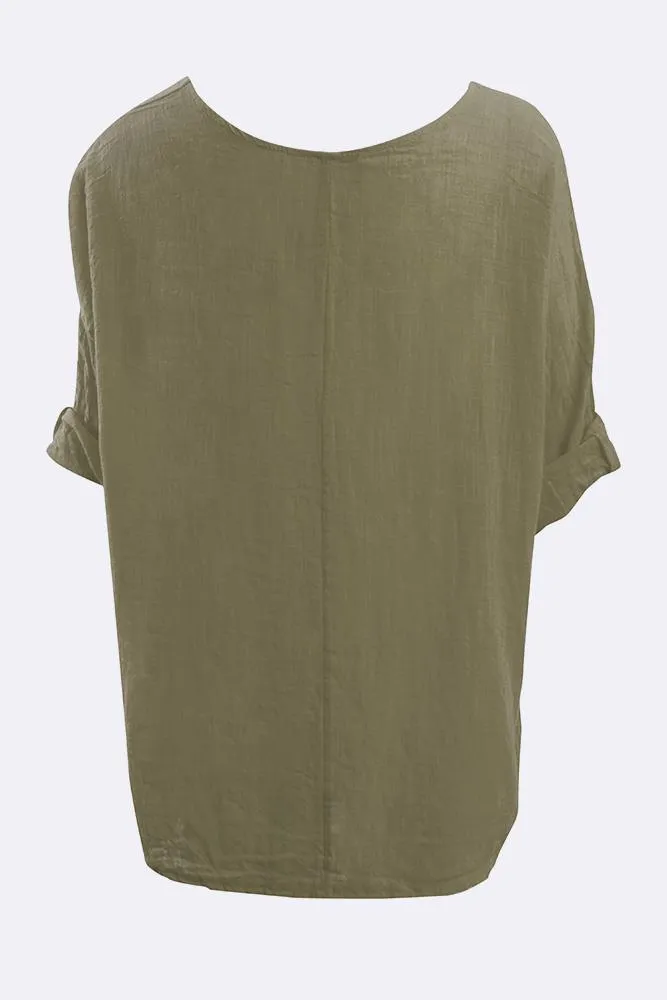 Kyla Plain Necklace Tunic Top