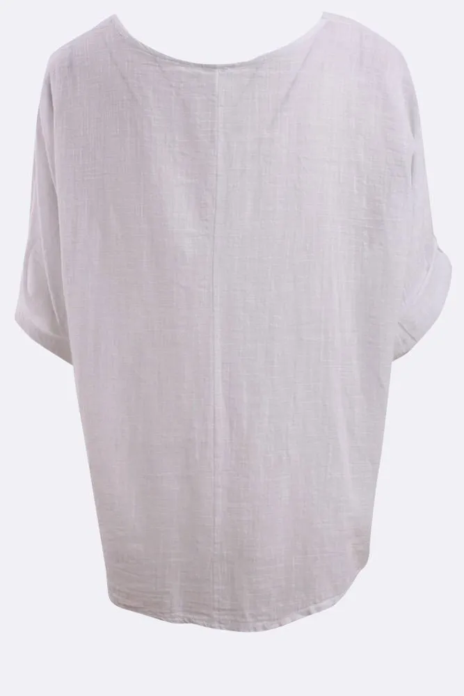 Kyla Plain Necklace Tunic Top