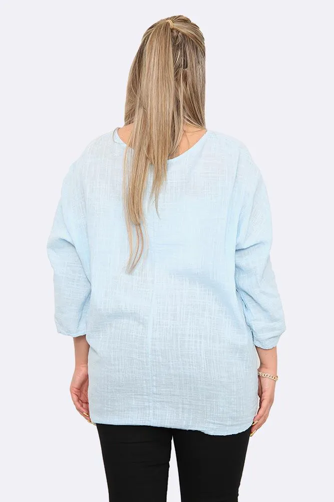 Kyla Plain Necklace Tunic Top
