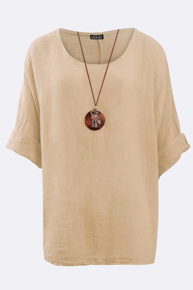 Kyla Plain Necklace Tunic Top