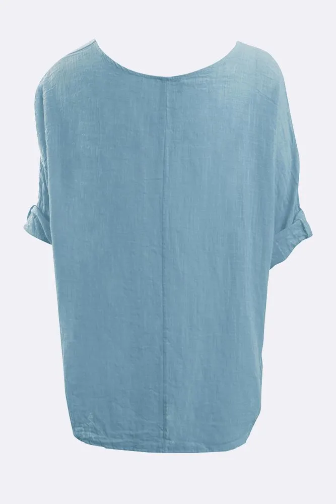 Kyla Plain Necklace Tunic Top