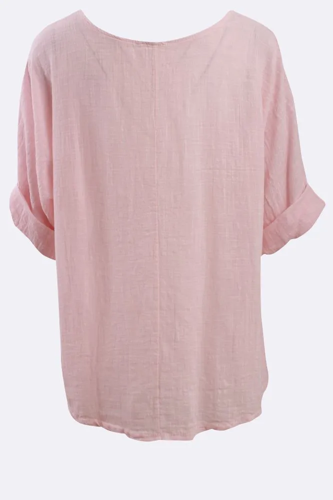 Kyla Plain Necklace Tunic Top