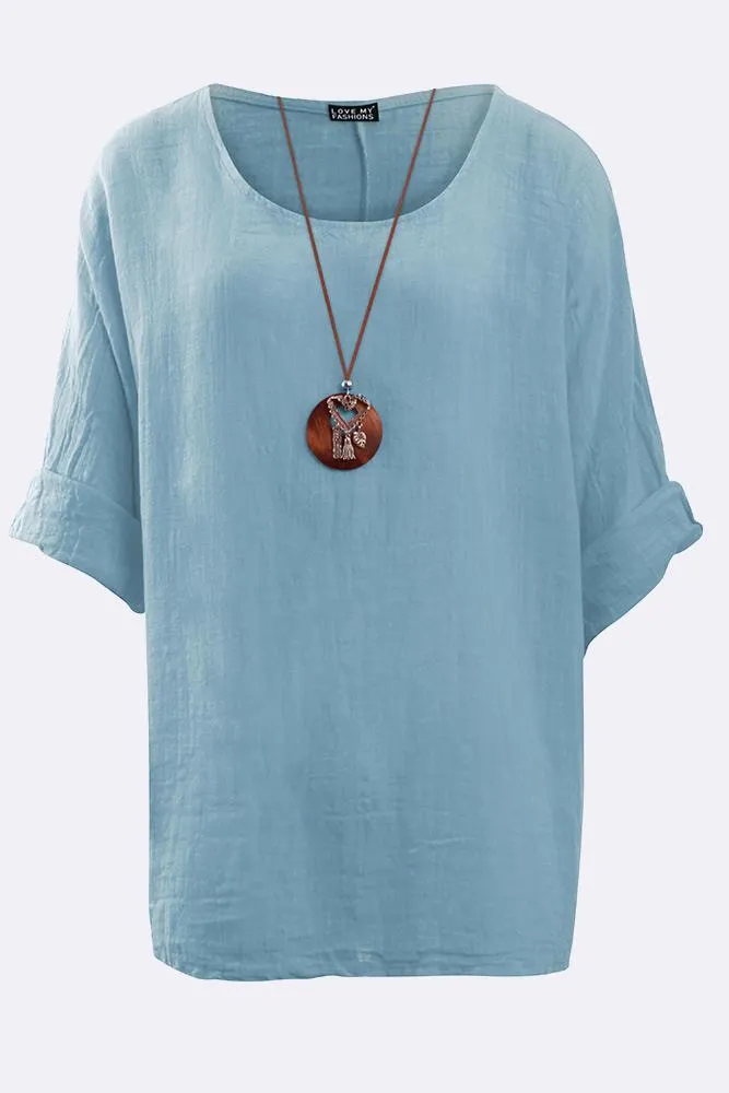 Kyla Plain Necklace Tunic Top