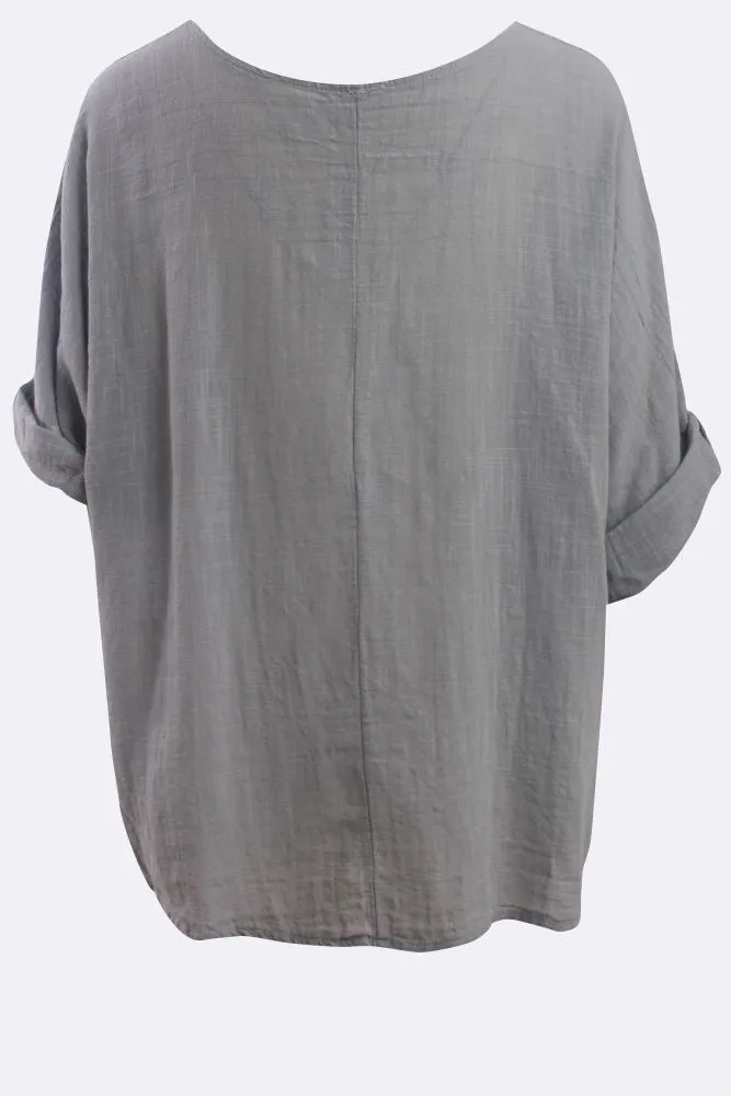 Kyla Plain Necklace Tunic Top