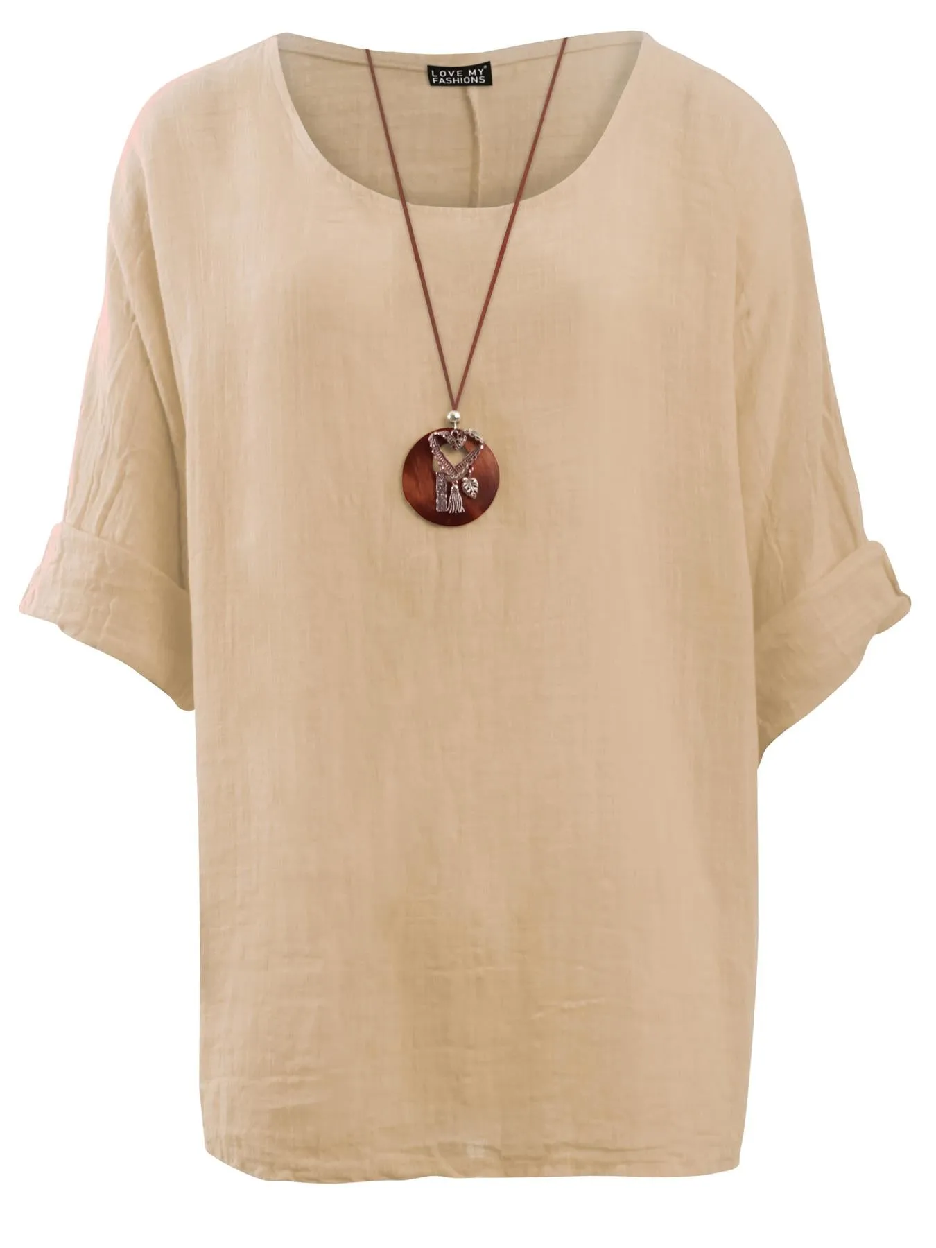 Kyla Plain Necklace Tunic Top