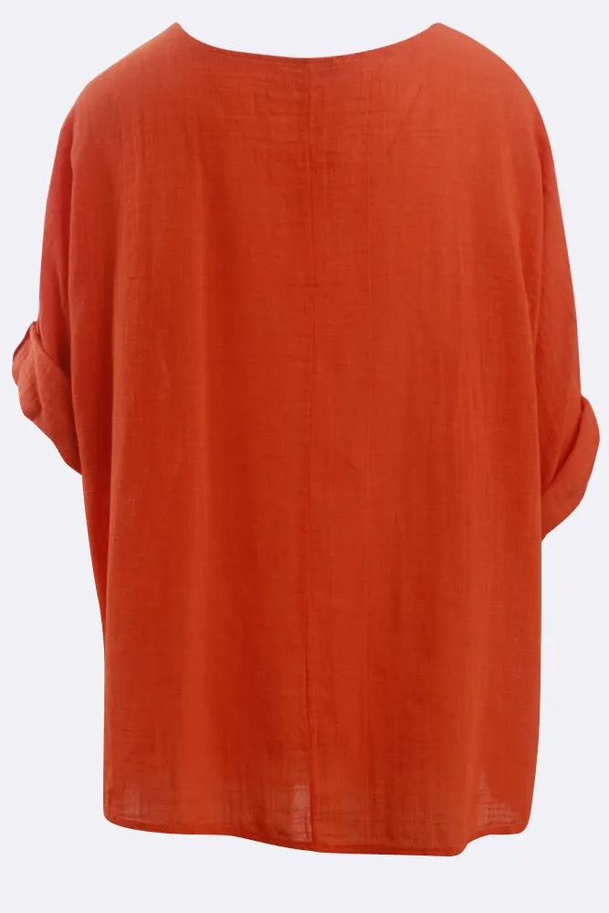 Kyla Plain Necklace Tunic Top
