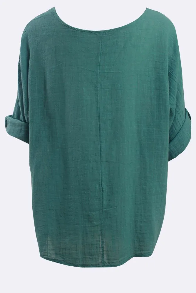 Kyla Plain Necklace Tunic Top