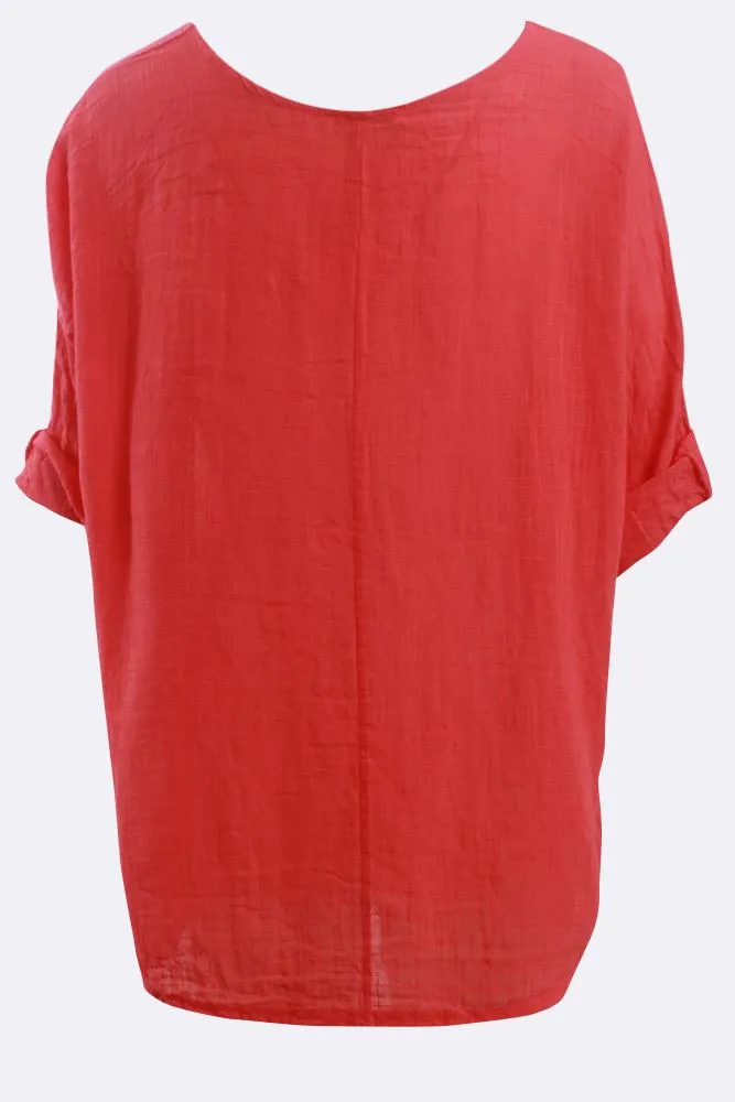 Kyla Plain Necklace Tunic Top