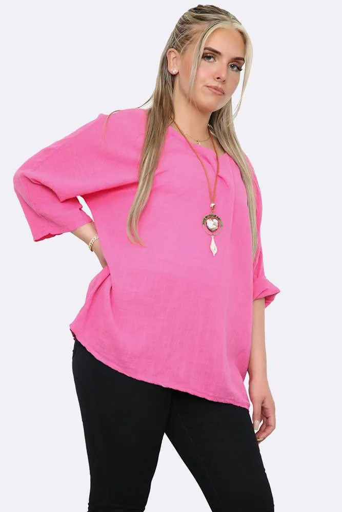 Kyla Plain Necklace Tunic Top