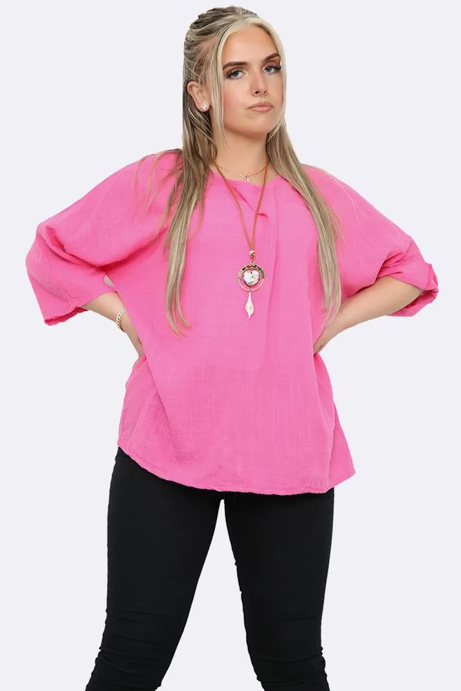 Kyla Plain Necklace Tunic Top