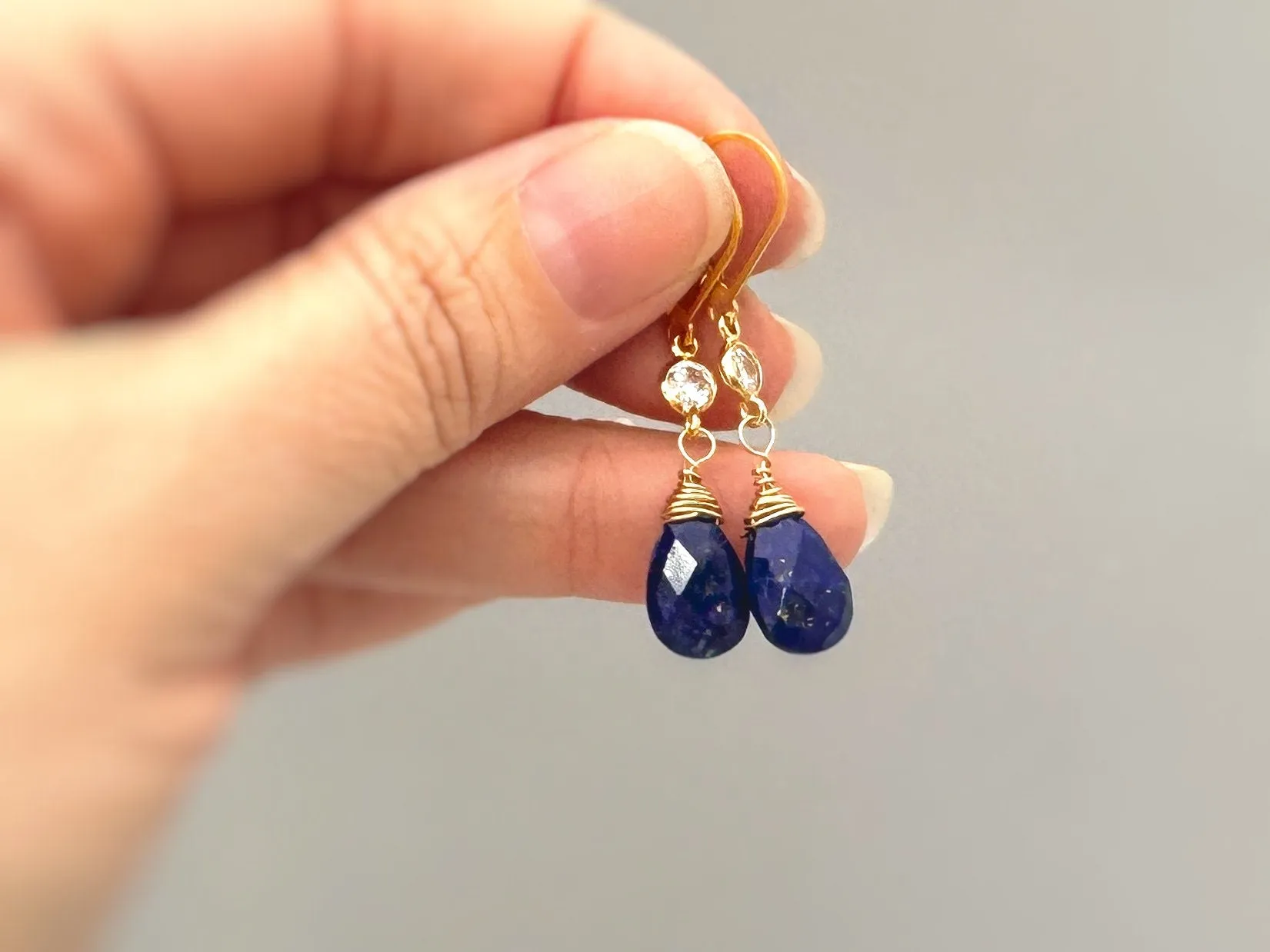 Lapis and crystal drop earrings dangle