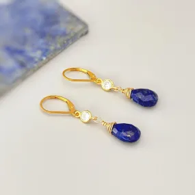 Lapis and crystal drop earrings dangle