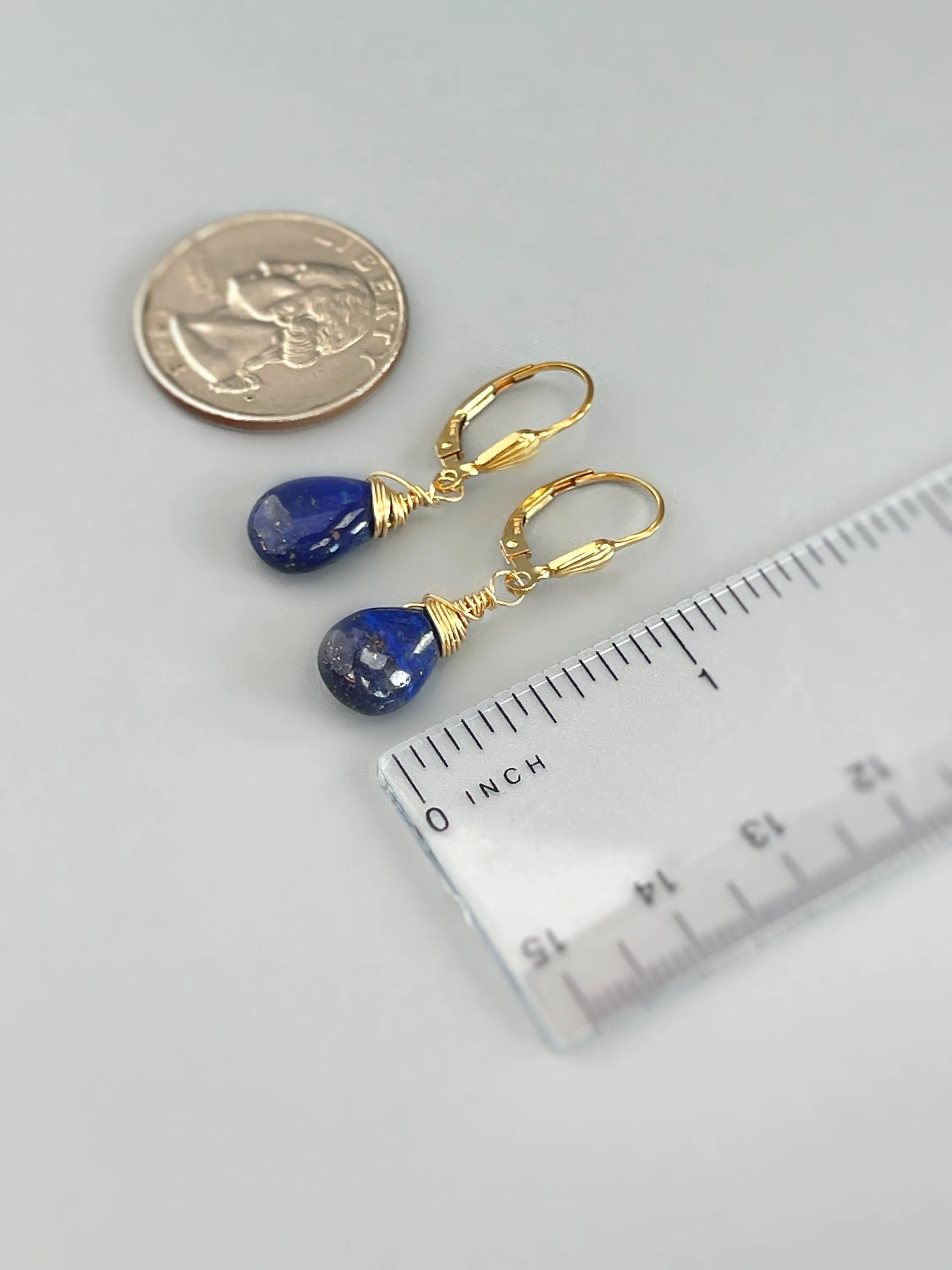 Lapis Earrings Gold, Silver