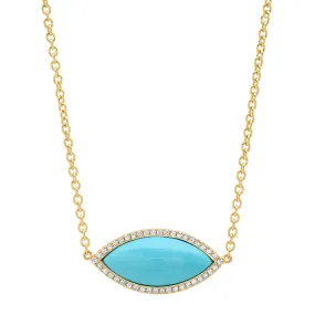 Large Turquoise Marquise Necklace with Diamonds