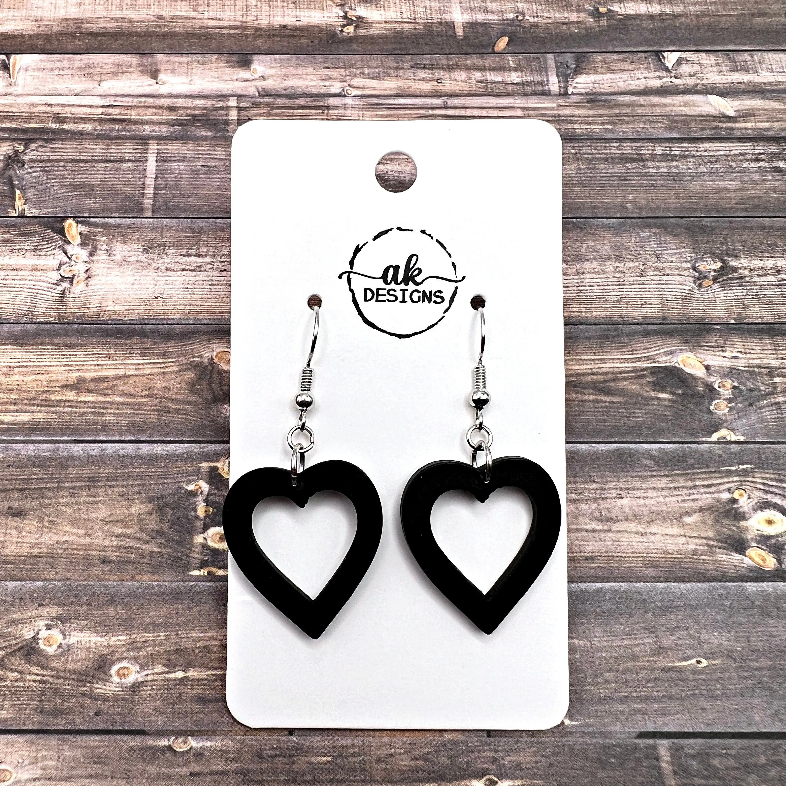 Laser Cut Wood Heart Lightweight Hypoallergenic  Love Earrings
