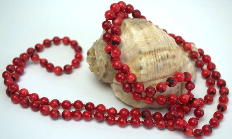 Long natural red coral necklace Long multi strand wrap statement necklace no clasp Ukrainian folk style Genuine antique coral Gift for her