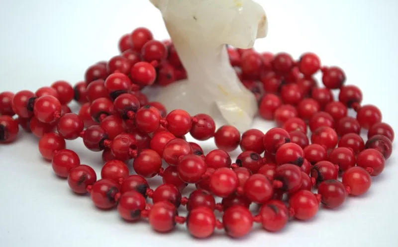 Long natural red coral necklace Long multi strand wrap statement necklace no clasp Ukrainian folk style Genuine antique coral Gift for her