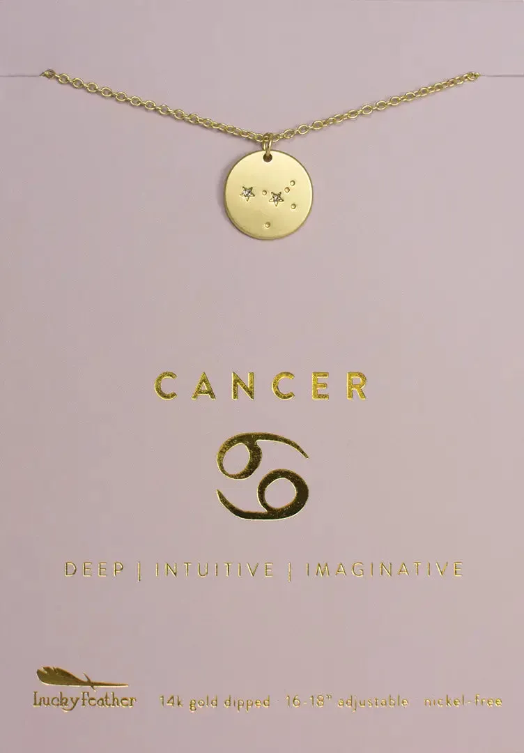 Lucky Feather Zodiac Necklace: Cancer