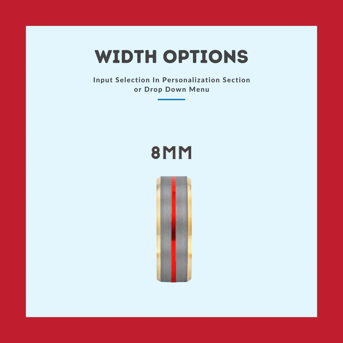 LUMBER | Black & Red Wood, Silver Tungsten Ring, Red Groove, Gold Beveled Edge