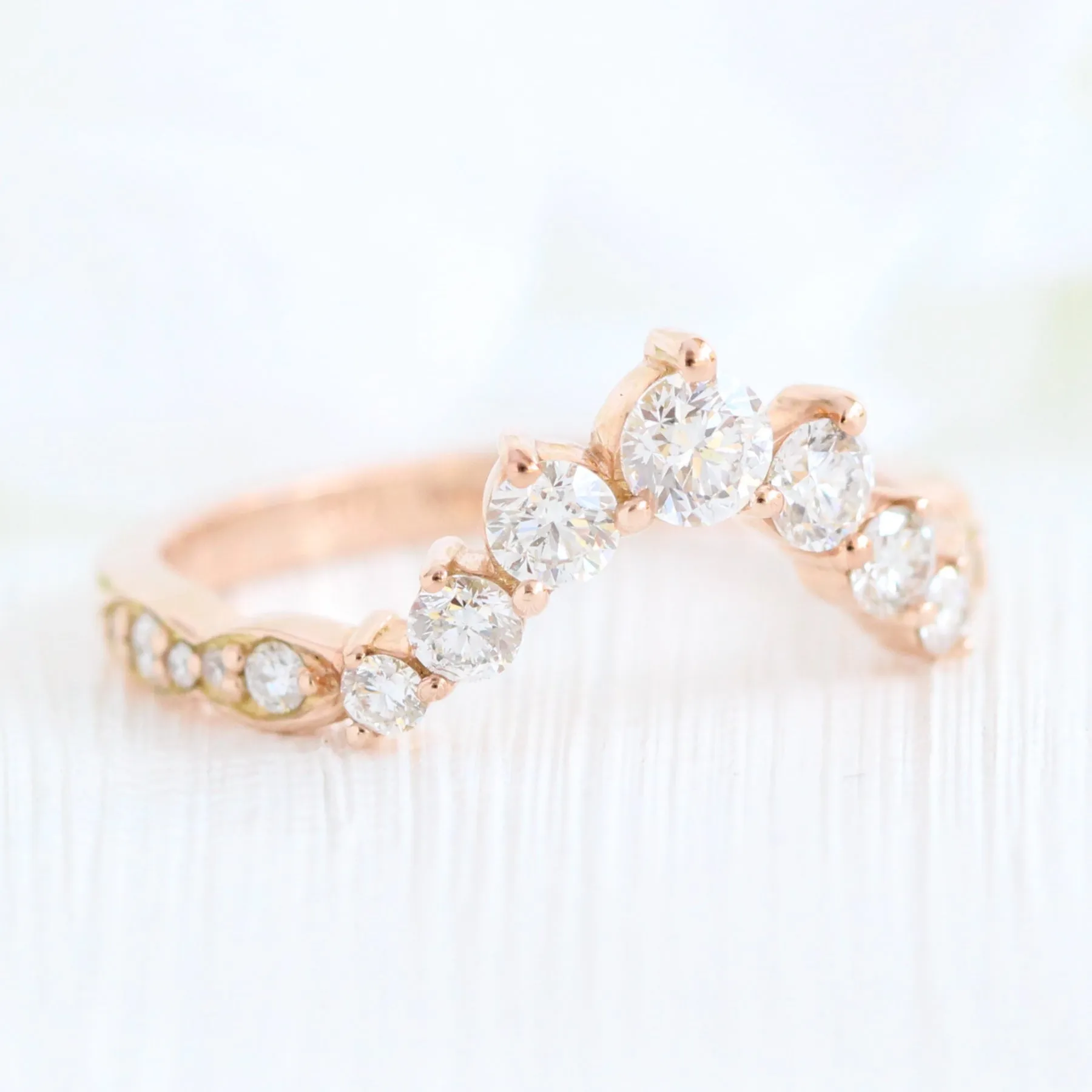 Luna Halo Pear Ring Bridal Set w/ Moissanite and Large 7 Diamond Scalloped Band