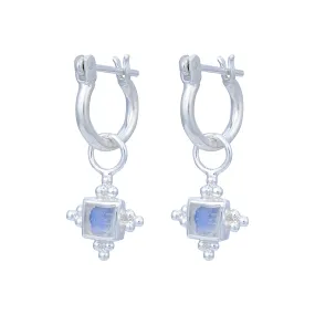 Mahla Sterling Silver Rainbow Moonstone Hoop Earrings