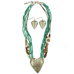M&F Women's Western Hammered Heart Set Jewelry