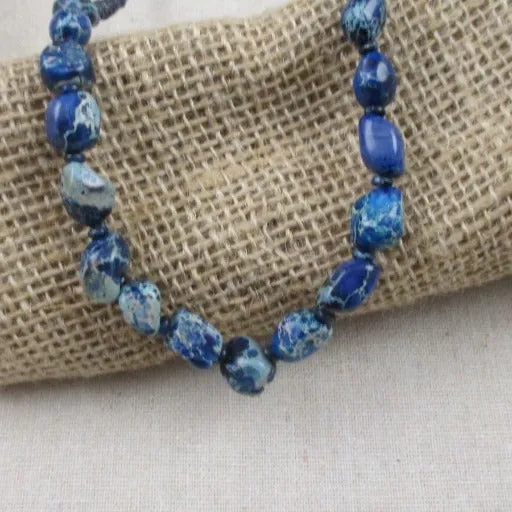 Men's Midnight Blue Gemstone Beaded  Necklace