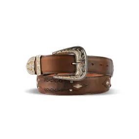 Mens Texas Country Belt Tabaco punta Diamante