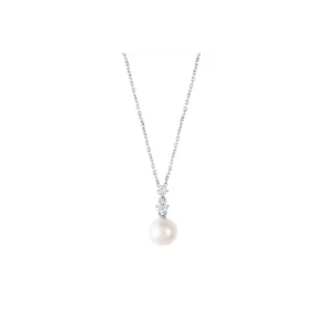 Mikimoto 18K White Gold Akoya Pearl and Diamond Necklace