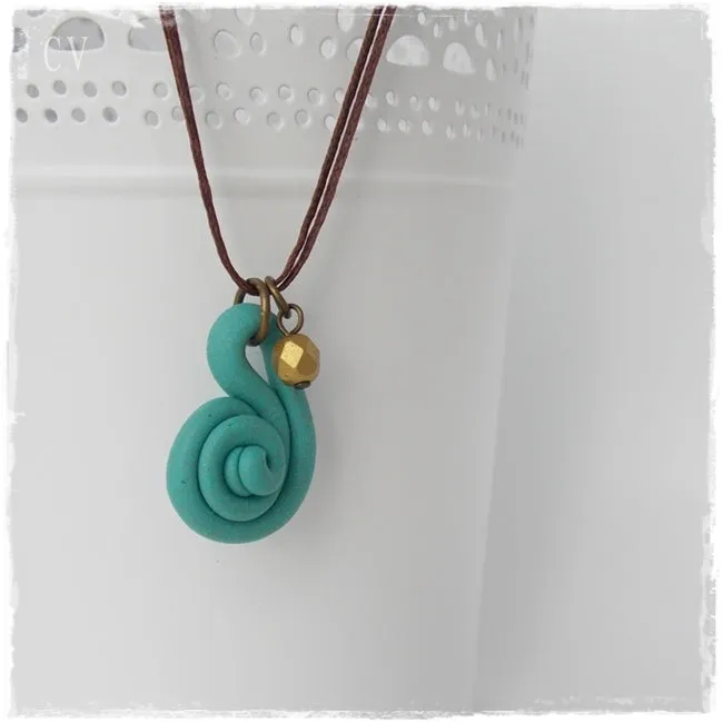 Minimal Turquoise Spiral Necklace
