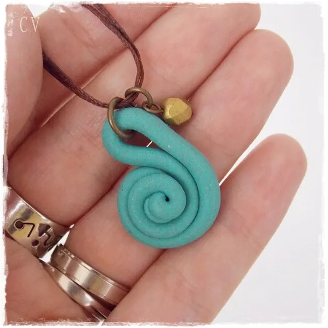 Minimal Turquoise Spiral Necklace
