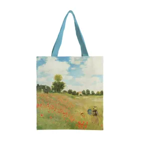 Monet Poppy Field Shoulder Strap Canvas Magazine Tote