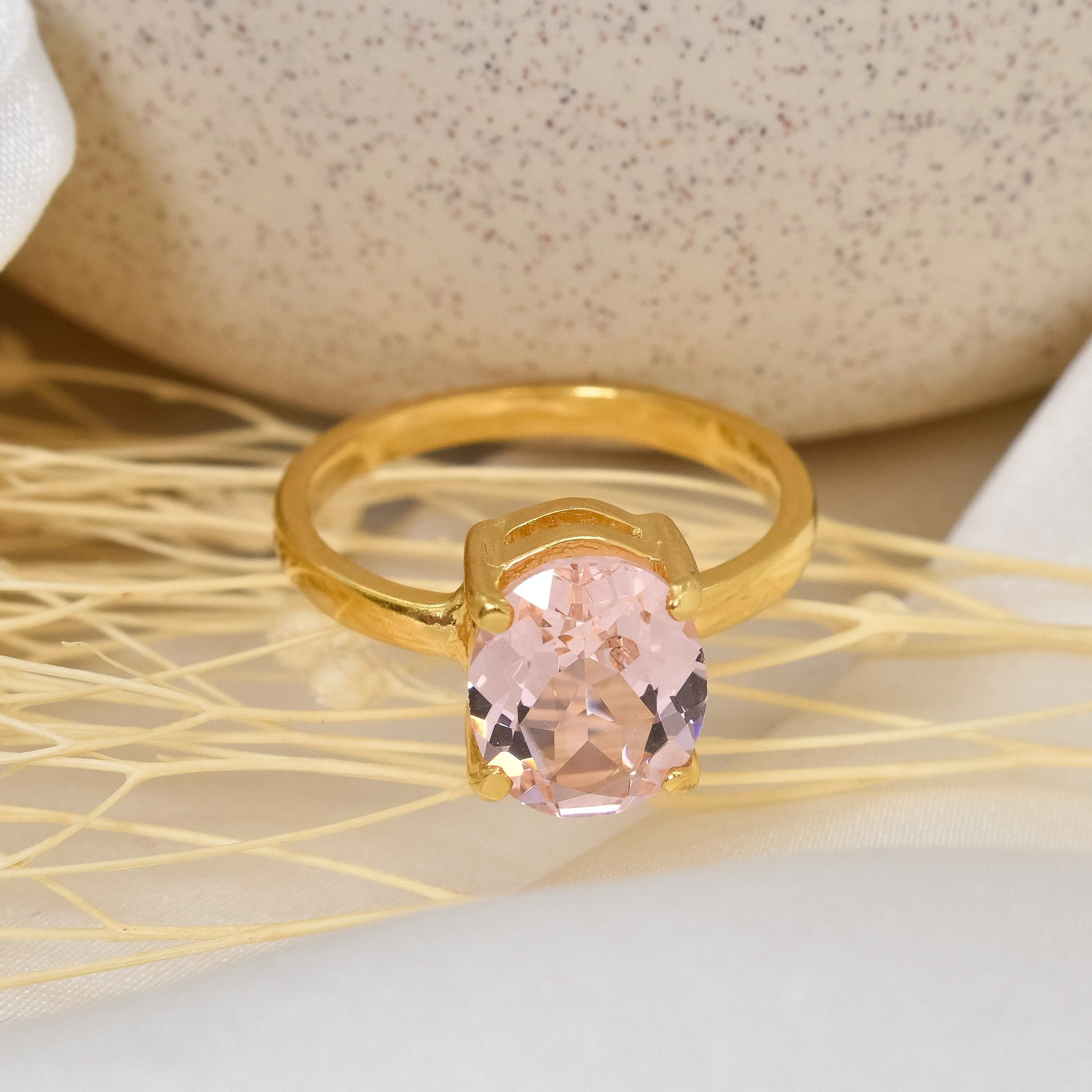 Morganite Engagement Ring - Pink Promise Ring - Gold Morganite Ring