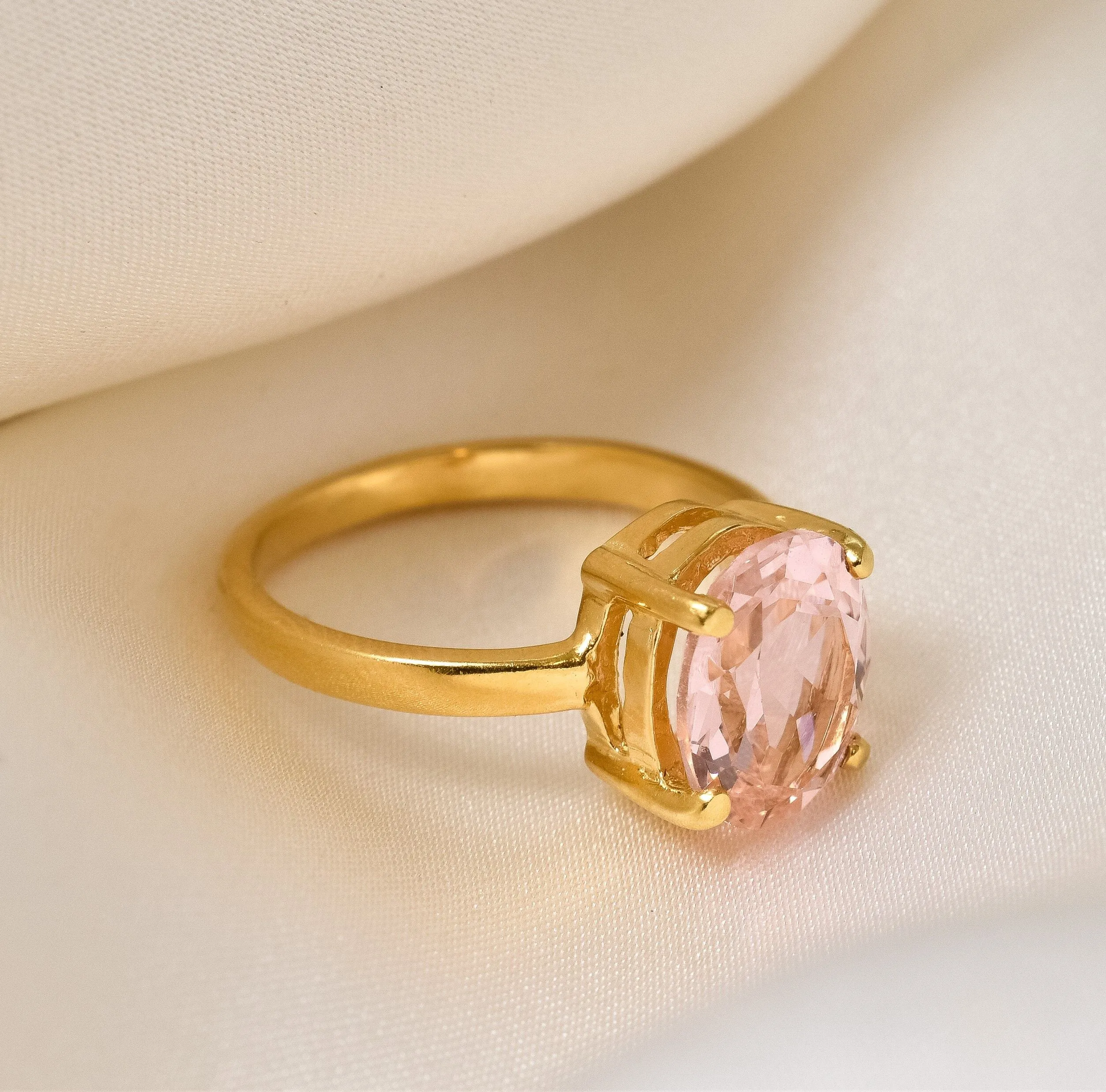 Morganite Engagement Ring - Pink Promise Ring - Gold Morganite Ring