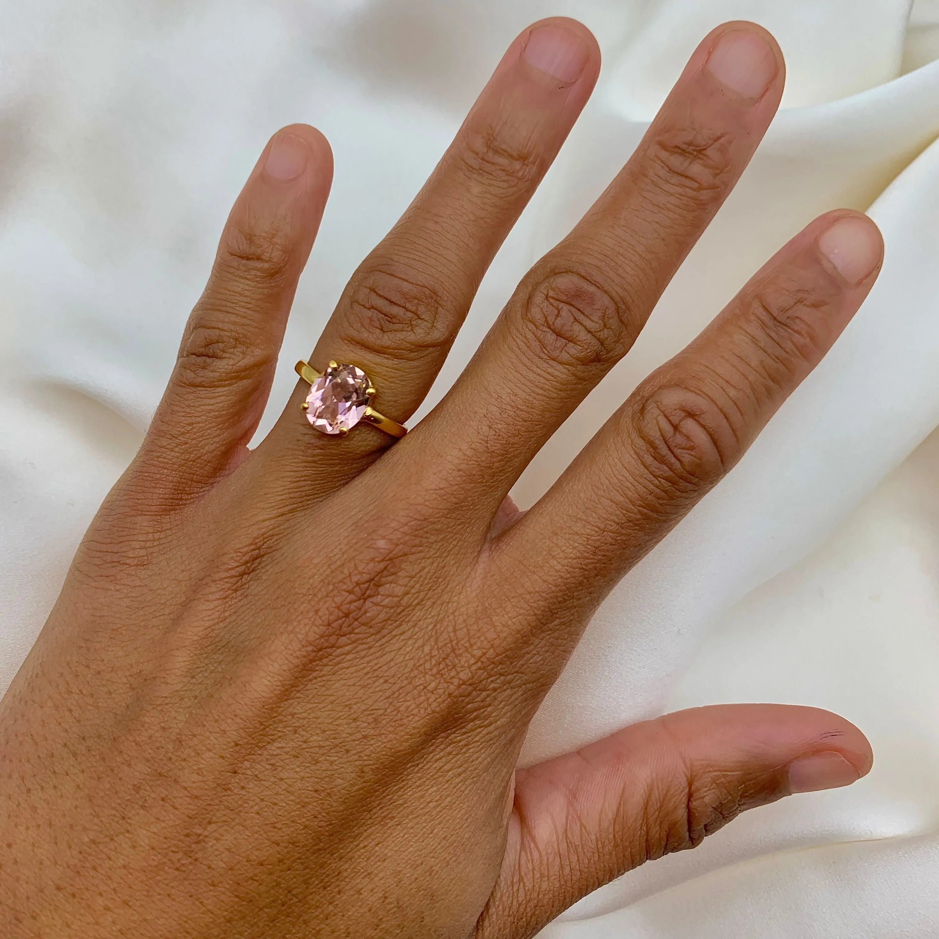 Morganite Engagement Ring - Pink Promise Ring - Gold Morganite Ring
