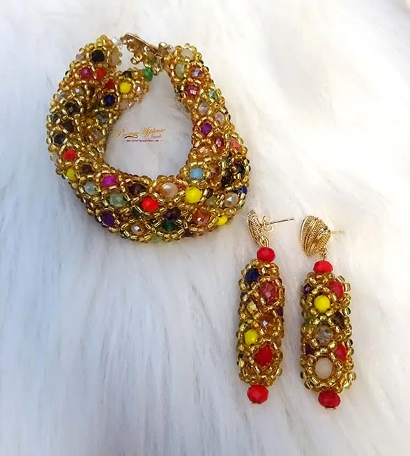 Multicolor Crystal Party Bridal Wedding African Beads Jewellery Set