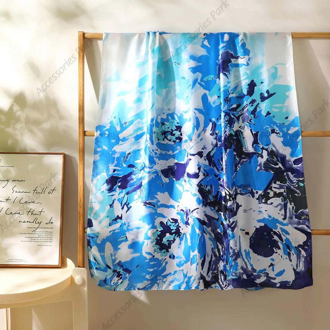 Multicolor Printed Summer Friendly High-Quality Satin Silk Scarf